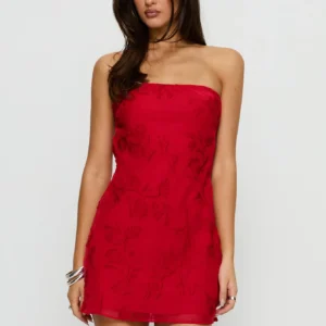 Princess Polly Edge Of Love Strapless Mini Dress Red