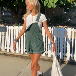 Princess Polly Kacey Short Overalls Khaki