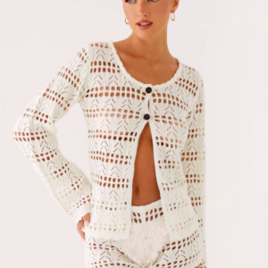 Peppermayo Baylock Crochet Long Sleeve Top - White Size S/M