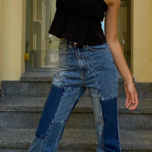 Glassons Planet Conscious Patchwork Wide Leg Jean Size 10